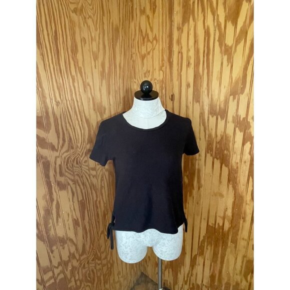 Madewell Texture & Thread Modern Side-Tie Top Knit Pullover Cotton Black XS - Picture 2 of 10